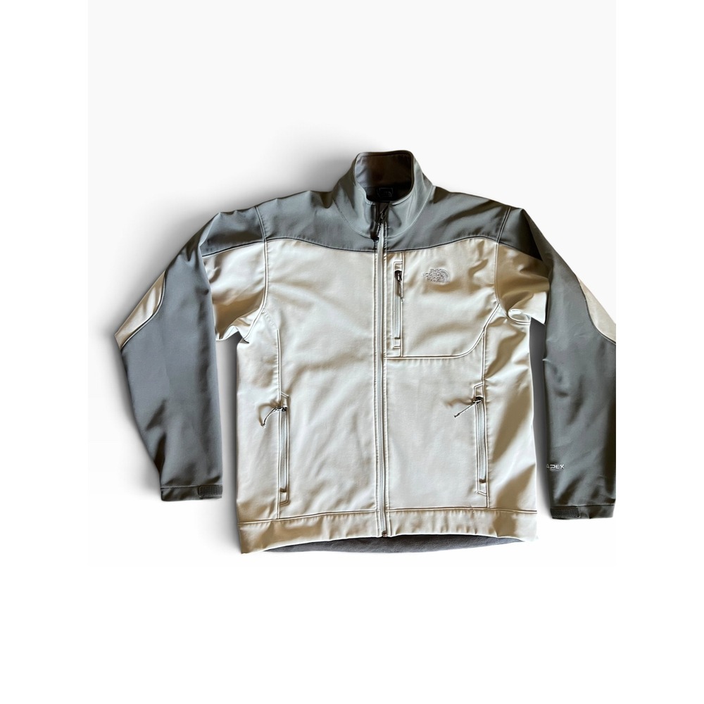 The North Face Apex Softshell Jacket Mens Large Grey Colorblock Full Zip Fleece